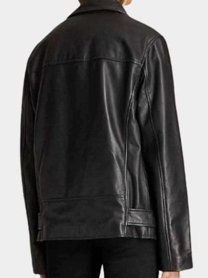 Emily In Paris Camille Razat Leather Biker Jacket Emily In Paris Camille Razat Leather Biker Jacket