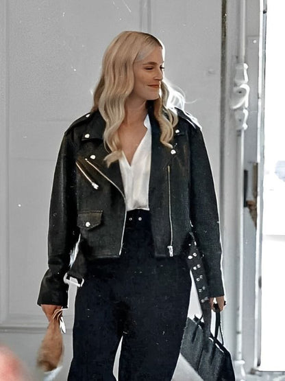 Emily In Paris Camille Razat Leather Biker Jacket Emily In Paris Camille Razat Leather Biker Jacket