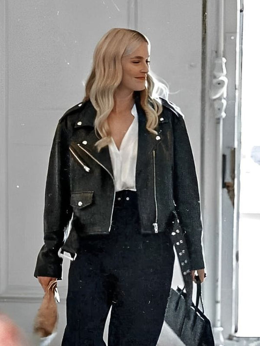 Emily In Paris Camille Razat Leather Biker Jacket Emily In Paris Camille Razat Leather Biker Jacket