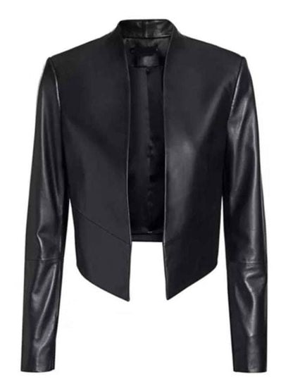 Emily In Paris Emily Cooper Black Cropped Leather Jacket Emily In Paris Emily Cooper Black Cropped Leather Jacket