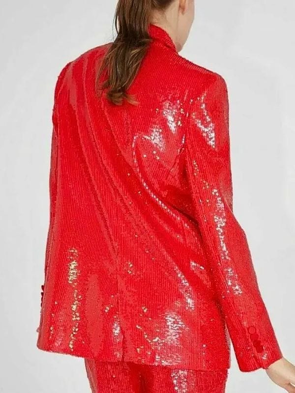 Emily In Paris Emily Cooper Red Sequin Blazer Lily Collins Emily In Paris Emily Cooper Red Sequin Blazer
