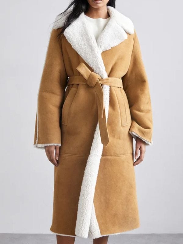 Emily In Paris S04 Camille Japy Shearling Suede Coat – Winter Whirl