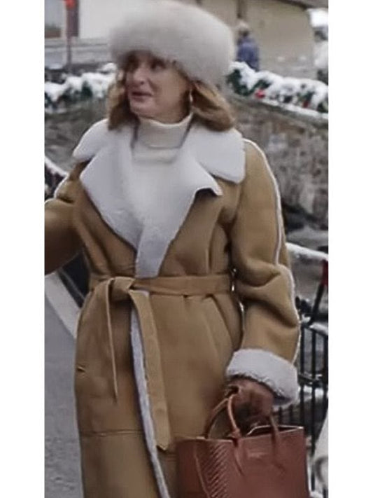 Emily In Paris S04 Camille Japy Shearling Suede Coat Emily In Paris S04 Camille Japy Shearling Suede Coat