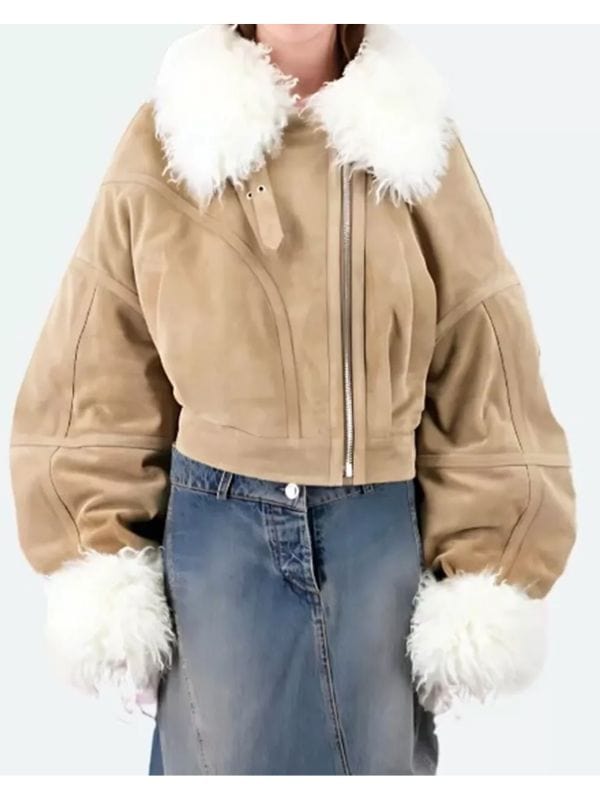 Emily In Paris S04 Camille Razat Fur Trim Suede Jacket Emily In Paris S04 Camille Razat Fur Trim Suede Jacket