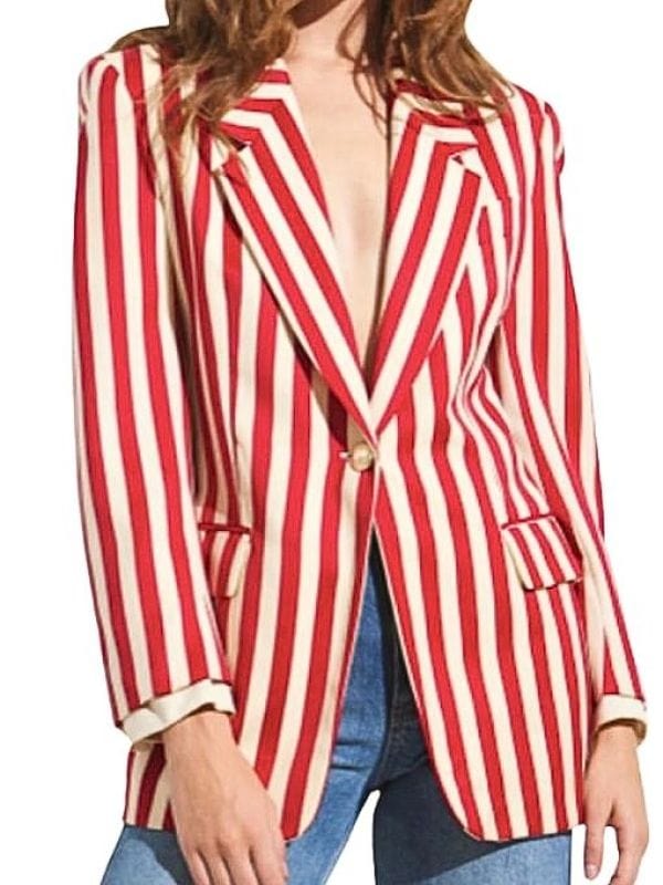 Emily In Paris S04 Emily Cooper Striped Blazer  Lily Collins Emily In Paris S04 Emily Cooper Striped Blazer