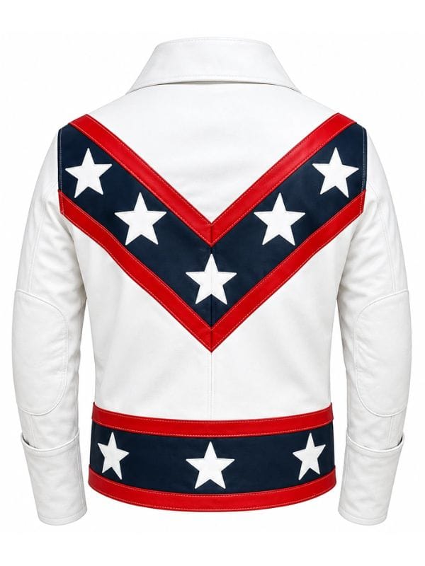 Evel Knievel Biker White Leather Jacket