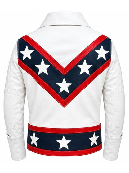 Evel Knievel Biker White Leather Jacket