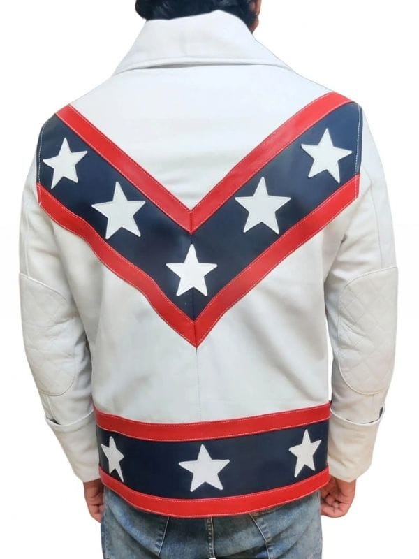 Evel Knievel Biker White Leather Jacket