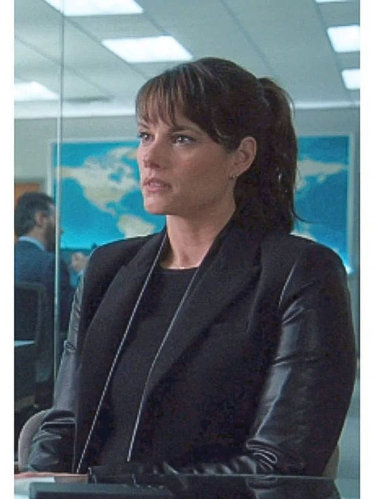 FBI S06 Maggie Bell Leather Sleeve Blazer Missy Peregrym FBI S06 Maggie Bell Leather Sleeve Blazer