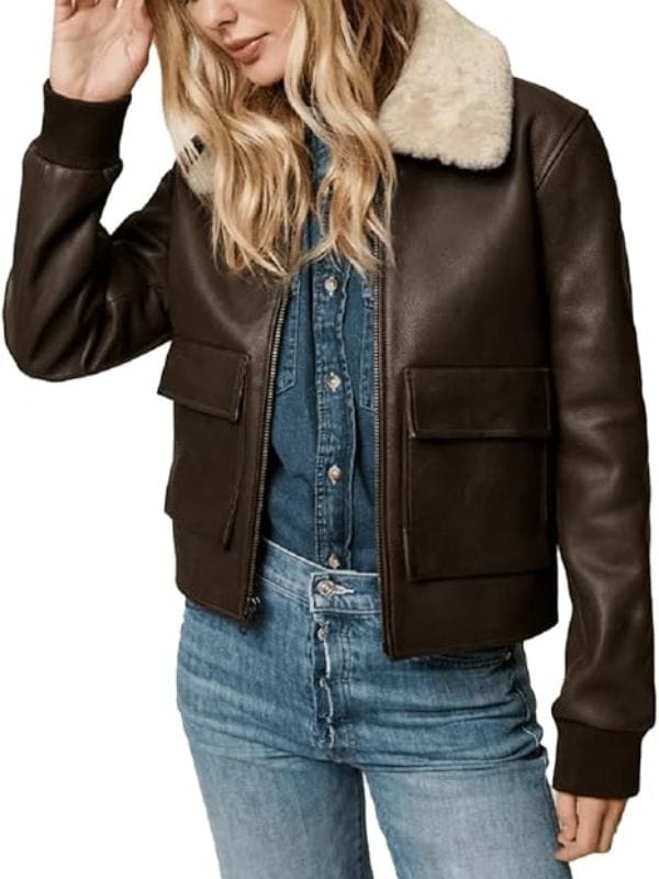 FBI S07 Emily Alabi Leather Bomber Jacket FBI S07 Emily Alabi Leather Bomber Jacket