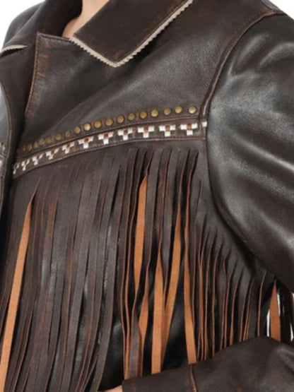 Fire Country S03 Sharon Leone Fringe Leather Jacket Fire Country S03 Sharon Leone Fringe Leather Jacket Brown
