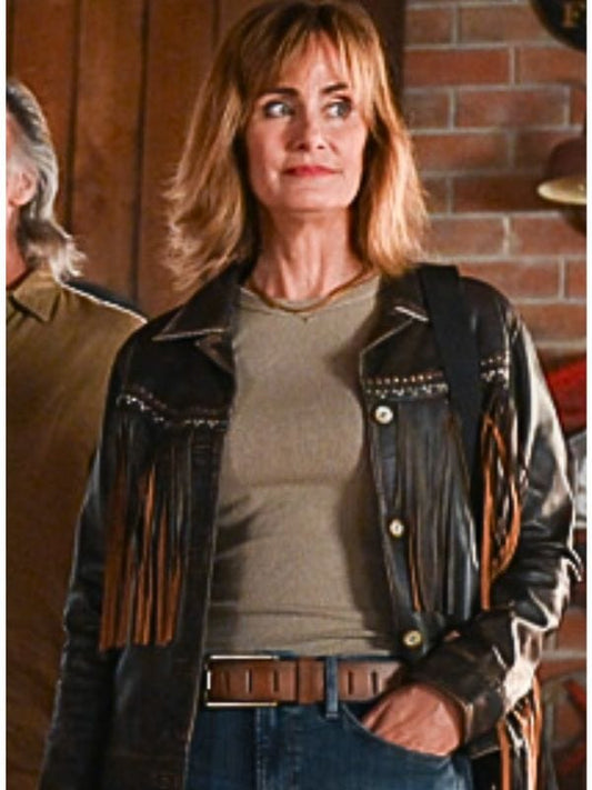 Fire Country S03 Sharon Leone Fringe Leather Jacket Fire Country S03 Sharon Leone Fringe Leather Jacket Brown