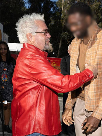 Flavortown Tailgate Guy Fieri Leather Jacket Red