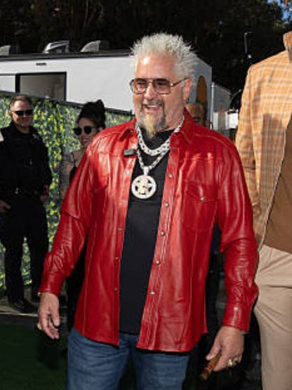 Flavortown Tailgate Guy Fieri Leather Jacket Red