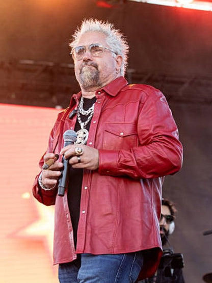 Flavortown Tailgate Guy Fieri Leather Jacket Red