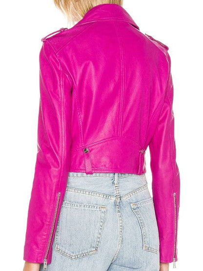 Found S02 Lacey Quinn Pink Leather Jacket