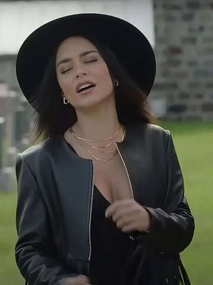 French Girl Vanessa Hudgens Black Leather Jacket