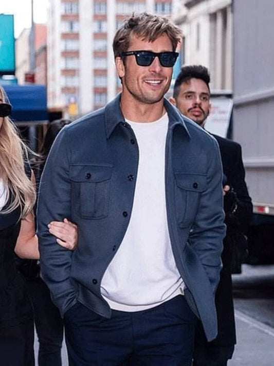 Glen Powell Blue Trucker Jacket
