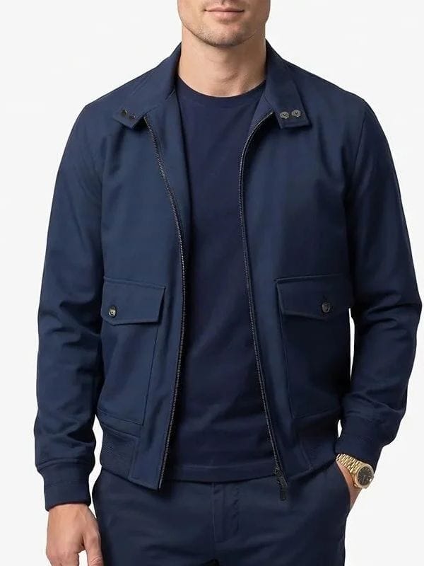 Glen Powell NYC 2026 Blue Bomber Jacket