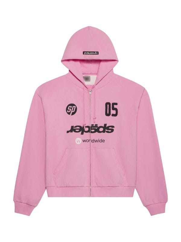 Sp5der Global Web Zip Up Hoodie Pink