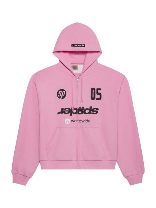 Sp5der Global Web Zip Up Hoodie Pink