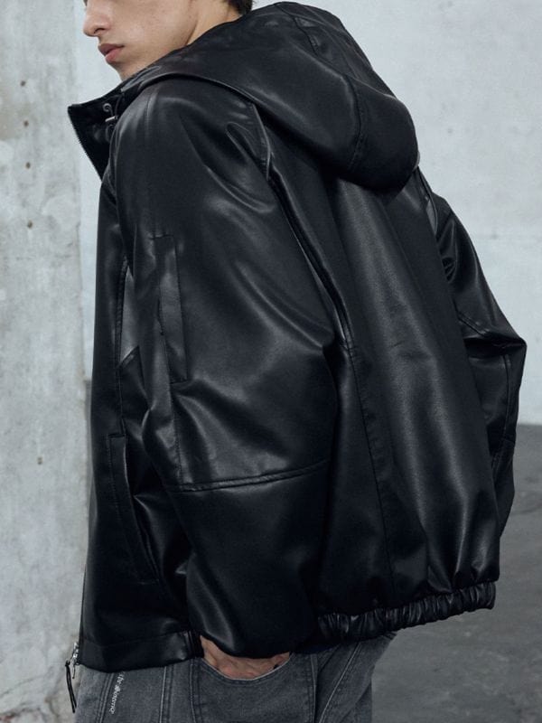 Good Boy S01 Park Bo-gum Leather Hooded Jacket