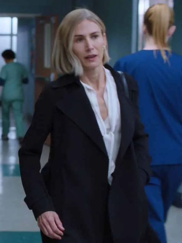 Greys Anatomy S22 Toni Wright Black Wool Coat