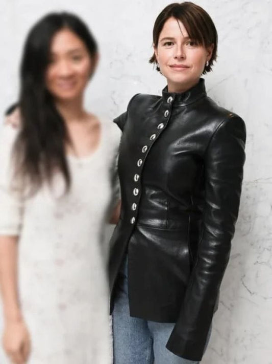 Hamnet Jessie Buckley Leather Jacket Black