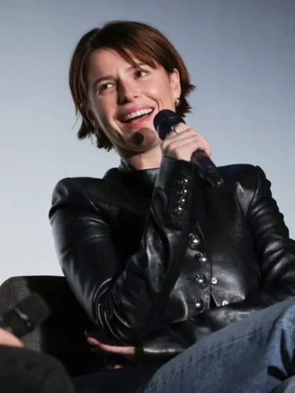 Hamnet Jessie Buckley Leather Jacket Black