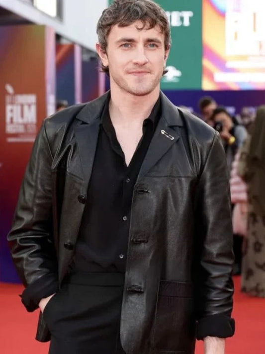 Hamnet Paul Mescal Leather Jacket Black