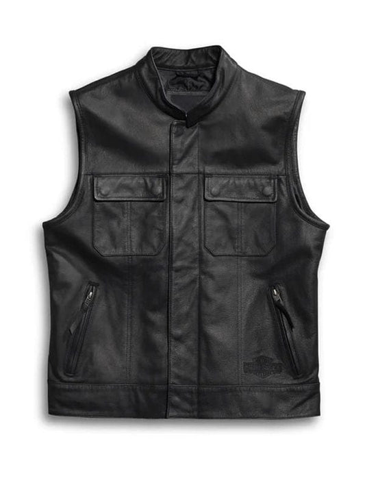 Harley Davidson Foster Leather Vest Black