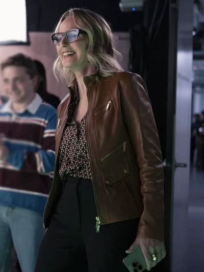 Helen Hunt Hacks S04 Brown Leather Jacket