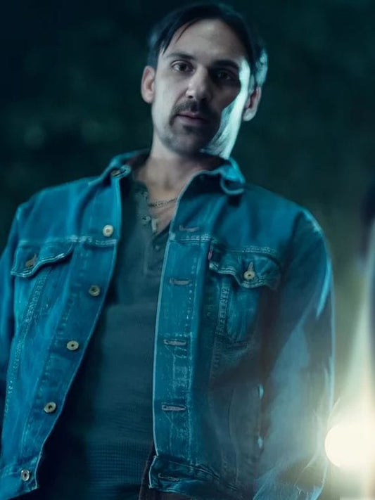 Henry Lloyd-Hughes The Thursday Murder Club 2025 Denim Jacket