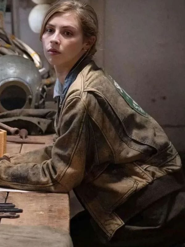Hermione Corfield Fear Below 2025 Leather Jacket Brown