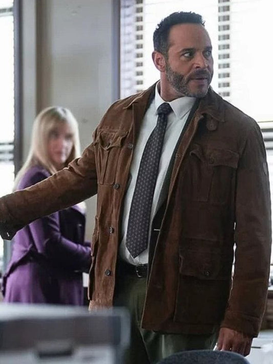 High Potential 2024 Daniel Sunjata Brown Suede Jacket