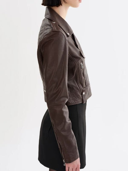 High Potential S02 Javicia Leslie Leather Jacket Brown