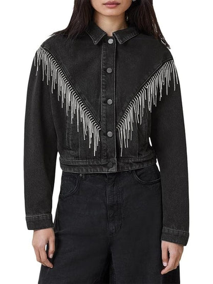 High Potential S02 Morgan Gillory Fringe Denim Jacket Black