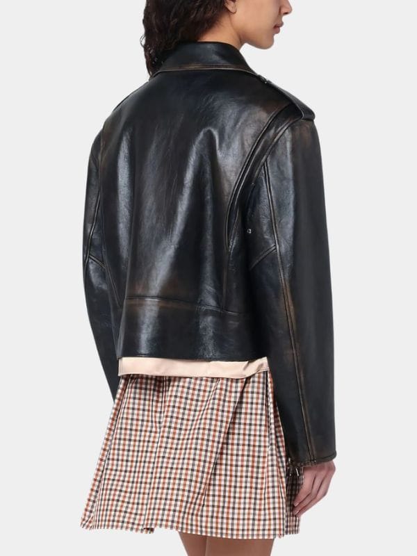Hilary Duff Mature Black Biker Jacket