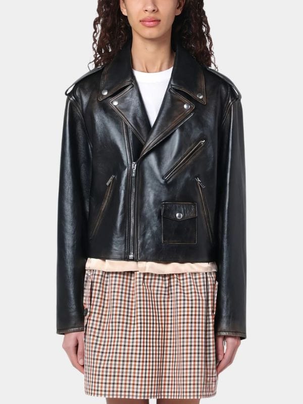 Hilary Duff Mature Black Biker Jacket