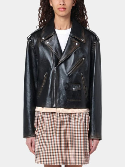 Hilary Duff Mature Black Biker Jacket