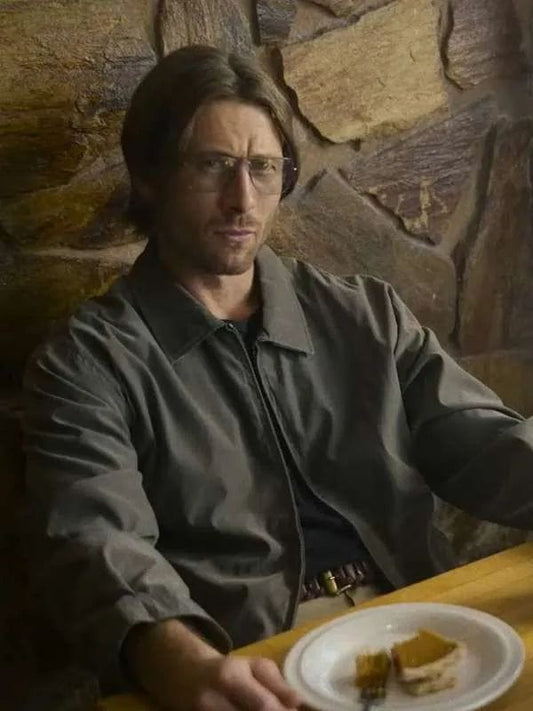 Glen Powell Hit Man 2024 Gary Johnson Grey Jacket