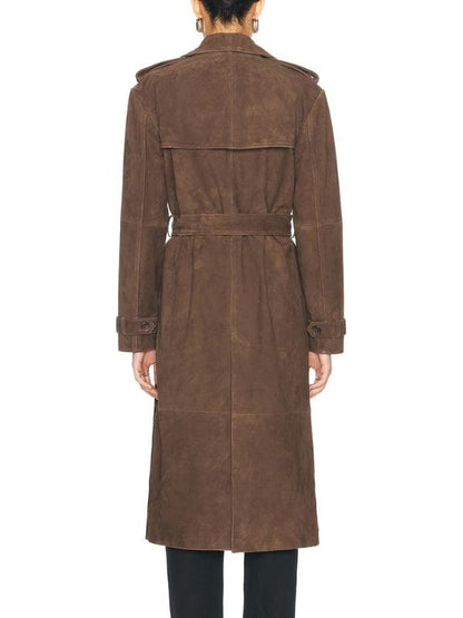 Hostage S01 Julie Delpy Brown Suede Coat
