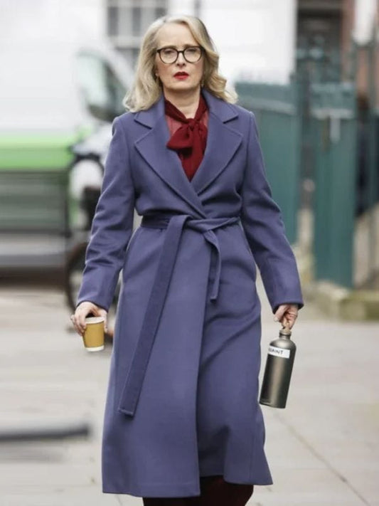 Hostage S01 Julie Delpy Purple Trench Coat - Shop Now