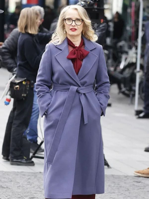 Hostage S01 Julie Delpy Purple Trench Coat - Shop Now