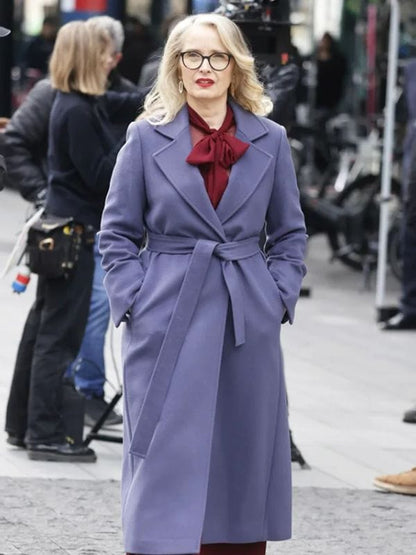 Hostage S01 Julie Delpy Purple Trench Coat - Shop Now