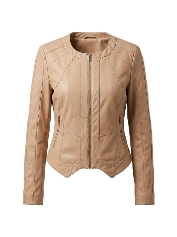 House of Villains S03 Drita D'Avanzo Leather Jacket Beige