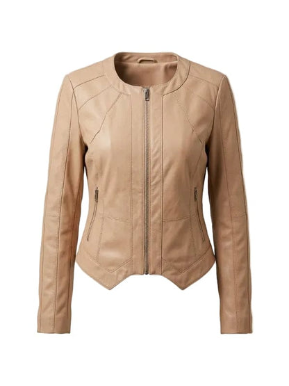 House of Villains S03 Drita D'Avanzo Leather Jacket Beige