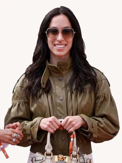 Ines de Ramon French Open 2026 Green Leather Jacket