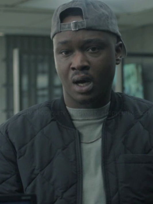 Invasion S03 Ashton Sanders Quilted Jacket Black