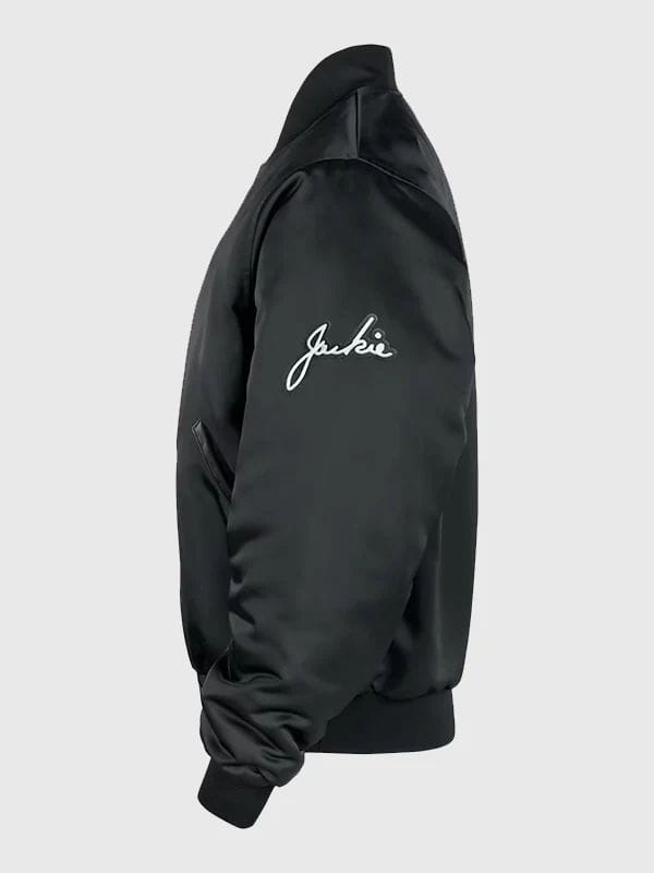Jackie Robinson Satin Bomber Jacket Black